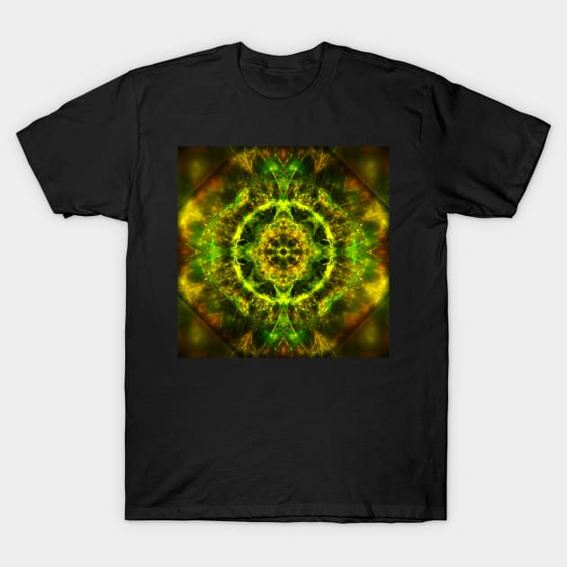 Vibrant electric fractal mandala T-Shirt by hereswendy